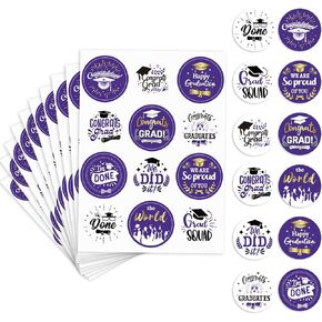 10 ملصقات التخرج حزمة من 2025 ، 120 PCS Purple Round Label ملصقات الدراسات العليا لزخارف التخرج تفضل الإمداد