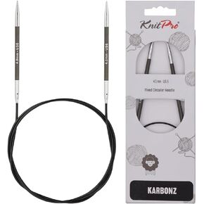 Knitpro karbonz الإبرة الدائرية الثابتة 32 "(80 سم) | الحجم الأمريكي 6 (4 مم)