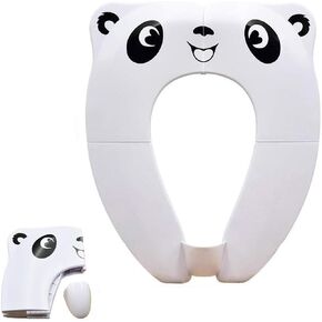 DILSIAI Panda Silicone Travel Portable Toilet Seat for Kids, Folding Silicone Design, Soft Non-Slip Seat Cover for Toddlers (Pink)