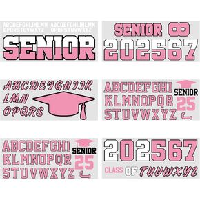 Glenmal 6 Sheets 2025 Senior Treawation Iron on Patches Class of 2025 That Transfer Stickers وضع الحديد على شارات Cap Stole Cap Ested Tennis Sup Suit T-Shirt Clothing DIY (Red and White)