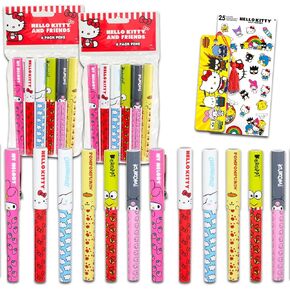 Sanrio Hello Kitty Pens Set - 12 Kitty Pens Plus Stickers, Party Favors for Girls