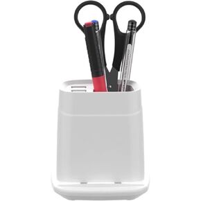 Wireless Charger with Pencil case 2x1 Stand Dual USB, Whire