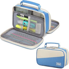 Kasqo Pencil Case ، مقصورتان سعة كبيرة القلم الكلية Office College تخزين كبير قلم قلم القلم القلم.