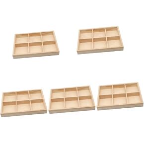 Zerodeko 2pcs Wood Divider Box Box Box Box Organizer Box Tea Chest Counttop حاوية تخزين مقسمة لمستلزمات المشروبات القلفية