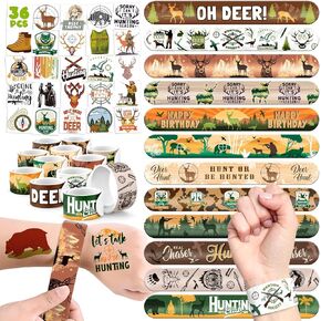 60 PCS Party Party Favors Set - 36 وشمًا مؤقتًا و 24 أساور صفعة للأطفال ، مثالية لصيد زخارف حفلات عيد ميلاد ، استحمام الطفل واللوازم ذات الطابع الخارجي