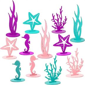 12pcs Mermaid Birthday Party Diy Felt Decorations - Ocean Party Felt Decor
