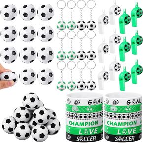 مجموعة Aoriher Soccer Party Favors مجموعة ، كرة قدم غودي حقيبة ، صافرة لعبة ، محو سوار سليكون مفتاح الإجهاد لتوصيلات أعياد الميلاد لوازم حفلات أعياد الميلاد
