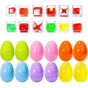 12pcs هدايا بيض عيد الفصح للأطفال - ألعاب ألغاز المتاهة للتبادل ، تفضل لعبة Egg Hunt لعبة