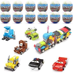 12 Pack Easter Eggs Construction - Surprise Eggs filled with Construction Vehicles,Building Block Car Toys for Boys,Party Favors for Kids,Easter Basket Stuffers for Boys Girls Birthday Gift