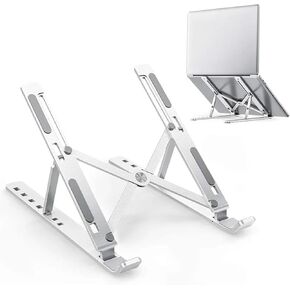 Portable 7-Level Laptop Stand, Aluminum Riser for Desk Use, Adjustable Holder for 9"-15.6" Devices, Compact and Practical Design