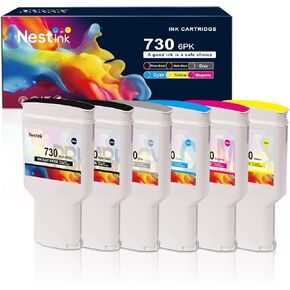 730 Ink Cartridge 300ml Set 6-Pack P2V68A P2V69A P2V70A P2V71A P2V72A P2V73A Replacement for HP 730 XL/730XL Ink Cartridge Works with Designjet T1600 T1700 T2600 Printer Ink