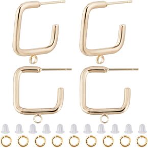 Creatcabin 30pcs 3 أنماط 18 كيلو بايت من النحاس النحاس المطلي بالذهب المستديرة المستديرة النتائج التي توصلت إليها الكرة بعد أن ترصيع القرط في القرط ظهورهم مع حلقات القفز على صواميل الأذن لتصنيع مجوهرات التدوير DIY