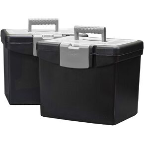Storex File Storage Box Translucent Storage Lid, Black, 2-Pack