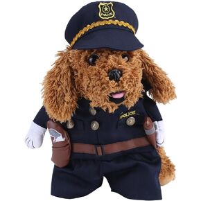 Policeman Costume Outfits with Hat Pet Dog Cat Halloween Costumes The Police for Party Christmas Special Events Costume Uniform with Hat Funny Pet (S)