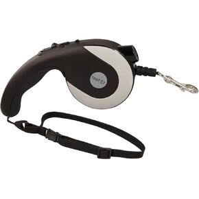 Retractalb Dog Leash with Built-in Led Flashlight 3.6 M Nylon Dog Leash Sliding Lock Push Button Powered by AAA Batteries(Black)