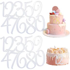 2 مجموعات 0 ~ 9 أرقام أعياد عيد ميلاد سعيد أقطار العليا ، أرقام كعكة الأكريليك الكبيرة ، أغطية أقطار حفل زفاف أكريليك ، قبعات كب كيك ديي ، لوازم حفلة عيد الميلاد (الفضة)