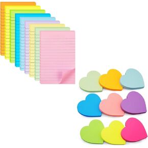 Lined Sticky Notes 4X6 in Post and Heart Sticky Notes 3x3 in Post