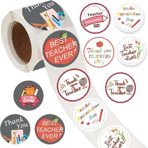 500 Pieces Teacher Appreciation Party Decorations Labels Roll Stickers - Teacher Appreciation Week Party Supplies Decor Favors Jar Containers Letter DIY Sticker Labels Decals