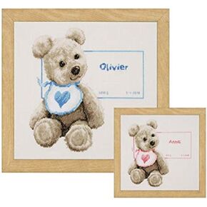 Vervaco Bear with Bib On Aida (14 Counted Cross Stitch Kit 10.5"X10.5"