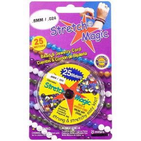 Craft County Pepperell Stretch Magic Bead Jewelry Jewelry Line Cord Line | لؤلؤة بلاك واضحة | 0.6 مم × 25 مترًا PRL-SMZ25-03- ~ CC_BB923