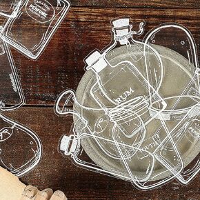 DREMISI 90 Pieces Transparent Glassware Bottle Shape Stickers PET Decorative Stickers Photo Frame Decals Sticker Material Set for Scrapbooking Journal Diary Planner Album Diary Notebook DIY Decoration