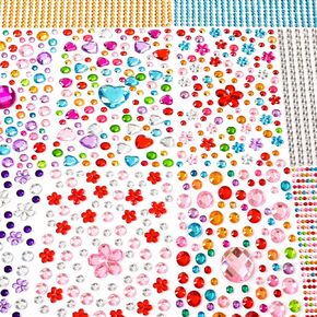 3900pcs ملصقات الأحجار الكريمة ، ملصقات راينستون لاصق ذاتي ، ملصقات جوهرة بلينج أكريليك للحرف اليدوية ، عصا على الأحجار الكريمة لمكياج GEMS أشكال متنوعة DIY