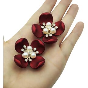5PC Flower Rhinestone Embellishments Sew on Rhinestones Pearl Crystal Flower Shoes DIY Crafts Bridal Wedding Dress Rhinestone, 26 x 26mm