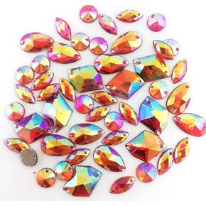 Pepperlonely 50pc اللون الأرجواني AB خياطة على شكل مختلط وحجم مسطح الظهر الوجه بلورات وحشيات الحشيشات ، 7 ~ 21mm