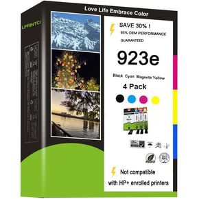 صفحات عالية 923 923E خراطيش الحبر استخدام لطابعات HP OfficeJet Pro 8130 8135E 8138E 8139E 8120 8123 8122E OfficeJet Pro 8135E و 8139E Wireless All-In-One 4-Pack (Cyan Magenta صفراء سوداء)