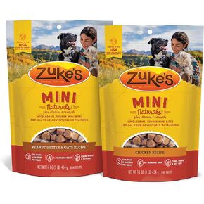 Zuke’s Mini Naturals Dog Training Treats Bundle Pack, 2 Flavors (Chicken, Peanut Butter) Soft Dog Treats