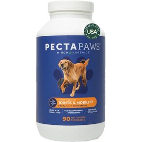 ecoNugenics PectaPaws Chewable Dog Supplements – Beef Flavor, 90 Count – PectaSol Modified Citrus Pectin + Glucosamine HCI for Dogs of All Ages, Supports Mobility, Joints, Immune Function, Pain Relief