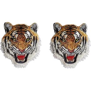 2 PCS Tiger Face خياطة أو الحديد على بقع التطريز للجينز ، القمصان ، هوديس ، بلوزات ، أكياس ، قبعات ، حقائب الظهر ، المحافظ ، نمر وجهات الوجه