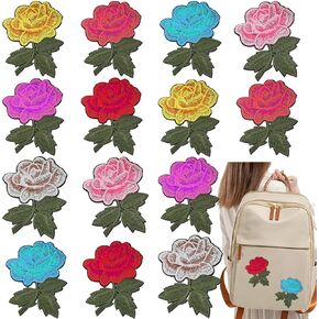 14 PCS Rose Iron on Patch Multicolor Flower Sew On Patches Fashion Floral Desilishments Clote Clothing Associated accortory for Diy Making Jacket Jeans Sweater Hats Facts Facs