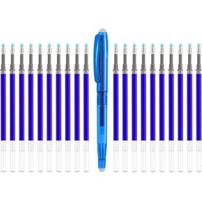 Heat Erasable Fabric Pen with 20 Refills for Tailors Sewing, Quilting, Crafts And Dressmaking Disappearing Ink, Blue