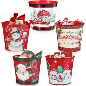Putuo Decor Easter Theme Metal Buckets, 6 Pieces Easter Decorations Round Garden Planter Pots, Galvanized Small Bucket Pails for Party Home Table Centerpieces Storage Decor