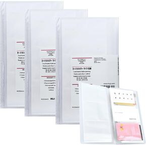 Mu -Ji Japanese Card حامل 3 حزمة - افتتاح جانبي 60 جيوبًا للنساء ، البولي بروبيلين الصافي ، منظم متين ومتعدد الاستخدامات لبطاقات العمل ، معرفات ، بطاقات الائتمان - تصميم مضغوط سليم لـ Easy Carry