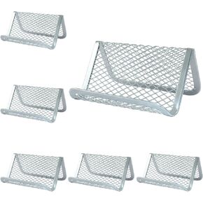Hordion 6pcs Mesh Business Card حامل ، حامل بطاقة Display Card Metal Business Stand لبطاقة اسم مكتب المكتب ، والفضة