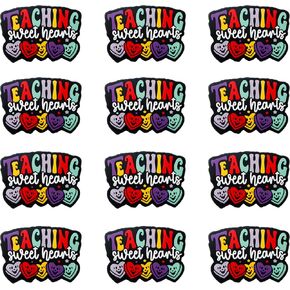 Lovymi 12PCS Silicone Bocal Beads for Ambens ، Sweet Heart Teacher Silicone Beads for Keychain Making DIY Handicraft