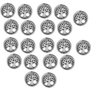 JGFinds Tree of Life Spacer Beads, Antiqued Silver Tone, 20 Pack