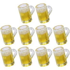 Gadpiparty 10pcs Beer Mug Model Cup Cup Cup الحلي الصغيرة الثلاجة الصغيرة Minifridge Decoraciones Para Salas de Casa Decor Mini House for Mini Beer Cup Shot Grosing Props Resin