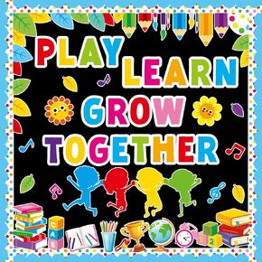 Motivational Bulletin Board Classroom Decorations Back to School Inspirational Positive Affirmation Station Colorful Play Learn Grow Together Cutouts for Elementary Wall Teacher Supplies