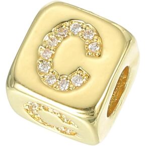 uxcell Rhinestone Letters Cube Beads, Letters Dice Charm European Square Charm Alphabet Initial Dice Bead for Pendant DIY