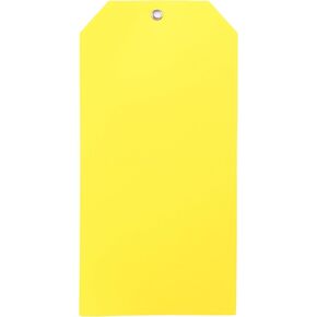 CleverDelights علامات بلاستيكية صفراء كبيرة - 6.25 "× 3.125" - 100 حزمة - مقاومة للماء ومقاومة للدموع