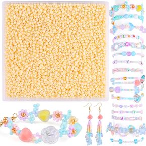 حبات بذور زجاج المعكرون الباستيل ، 5000pcs 3 مم حبات المهر متعددة الألوان لمجوهرات وصنع DIY الحرفية