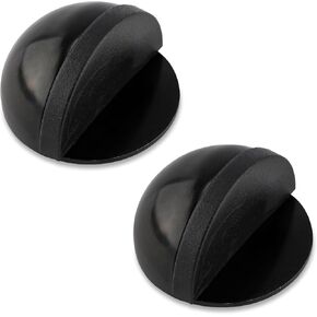 2pcs Floor Door Stopper, No-Drill Adhesive Door Stopper for Bottom of Door Stainless Steel Half Dome Rubber Bumper Doorstop Wall Protector for Living Room, Bedroom, Bathroom, Office (Black)