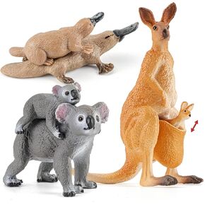6PCS Australian Animal Family Toys for Kids Includes Koala, Kangaroo and Platypus Figure, Plastic Safari Animals Figures Toy Set, Cake Toppers Birthday Gift Party Favors for Boys Girls