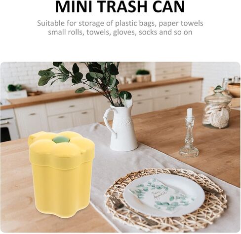 Ciieeo Mini Desktop Trash Can Flower Shaped Desktop Garbage Bin Cute Countertop Trash Can Kawaii Waste Bin Plastic Garbage Bin Tabletop Wastebasket for Office Home White in Kuwait
