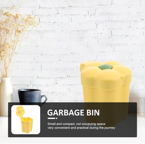 Ciieeo Mini Desktop Trash Can Flower Shaped Desktop Garbage Bin Cute Countertop Trash Can Kawaii Waste Bin Plastic Garbage Bin Tabletop Wastebasket for Office Home White in Kuwait