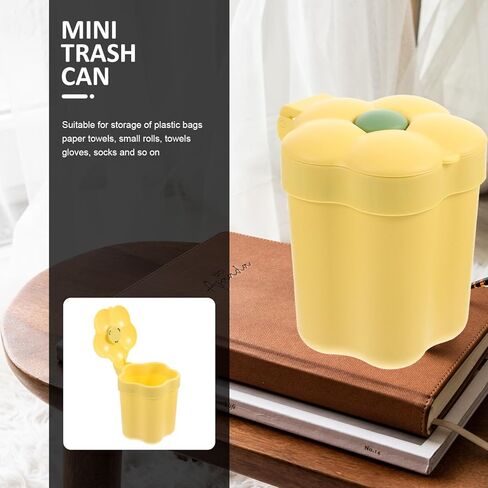 Ciieeo Mini Desktop Trash Can Flower Shaped Desktop Garbage Bin Cute Countertop Trash Can Kawaii Waste Bin Plastic Garbage Bin Tabletop Wastebasket for Office Home White in Kuwait
