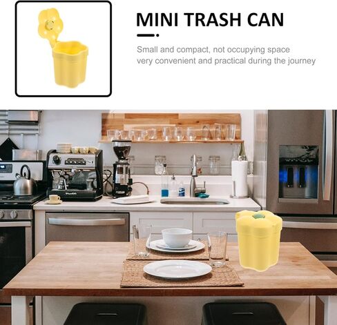 Ciieeo Mini Desktop Trash Can Flower Shaped Desktop Garbage Bin Cute Countertop Trash Can Kawaii Waste Bin Plastic Garbage Bin Tabletop Wastebasket for Office Home White in Kuwait